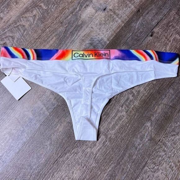 Calvin Klein Plus Size CK Reimagined Heritage Pride Thong Panty-Set of 2-Size 3X - Picture 3 of 8